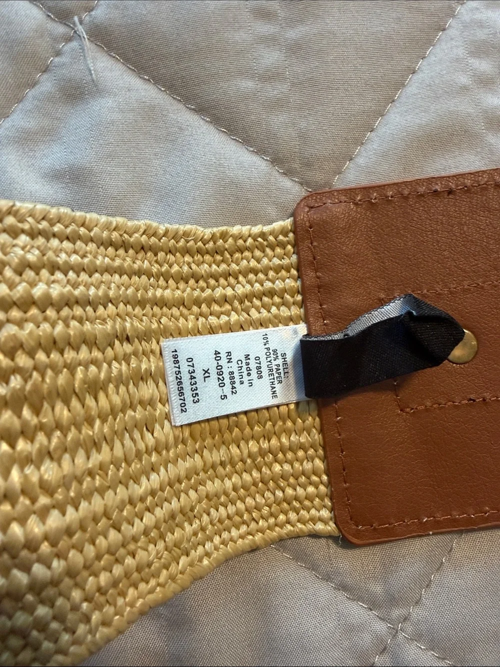 Catherines Natural Woven Belt with Tan Faux Leather & Gold Ring